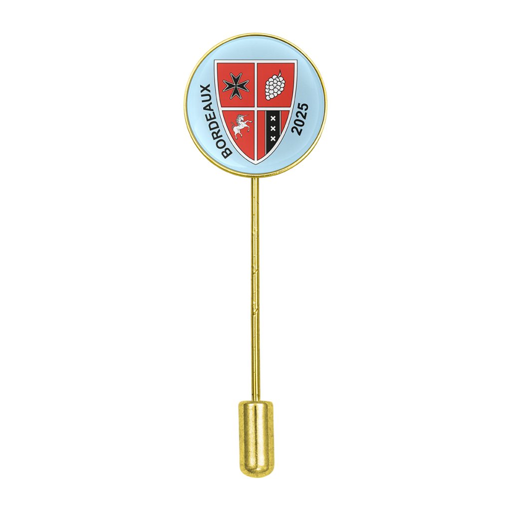 Logo bedrukt op gouden doming pin o.