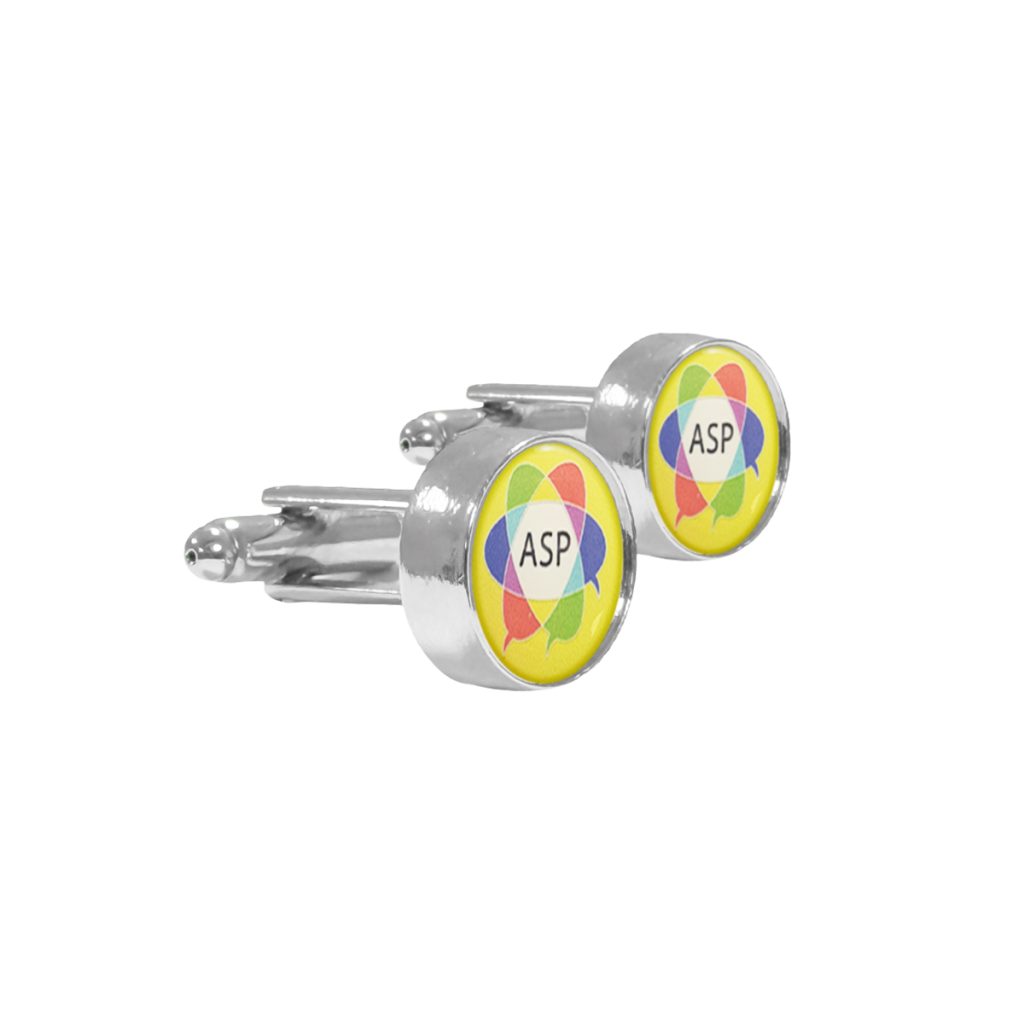 Doming pin P. Manchetknopen. Zilver. Laat manchetknopen maken met uw eigen logo of ontwerp.