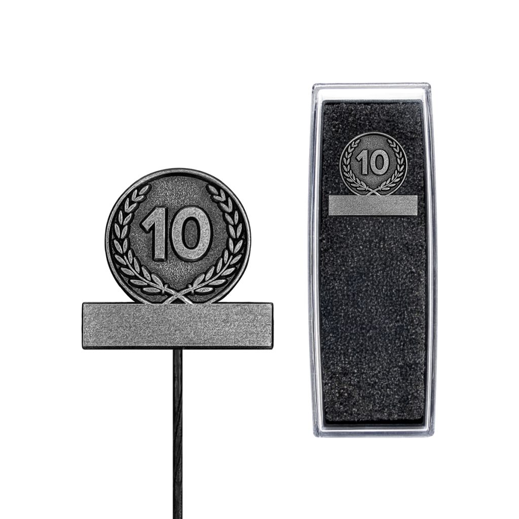 Jubileum speldje 10 jaar antiek zilver