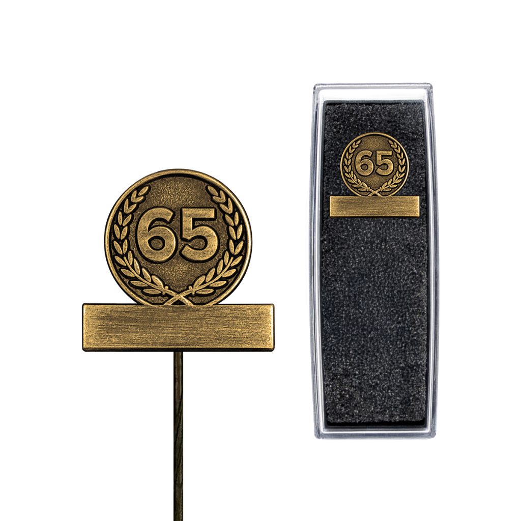 Jubileum speldje 65 jaar antiek goud