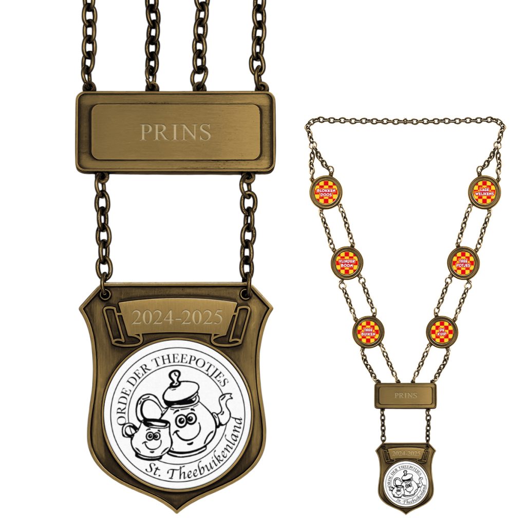 Personaliseerbare prinsenketting A, voorzien van Full Colour opdruk, lasergravure en zes schakels. Per stuk uit voorraad leverbaar.