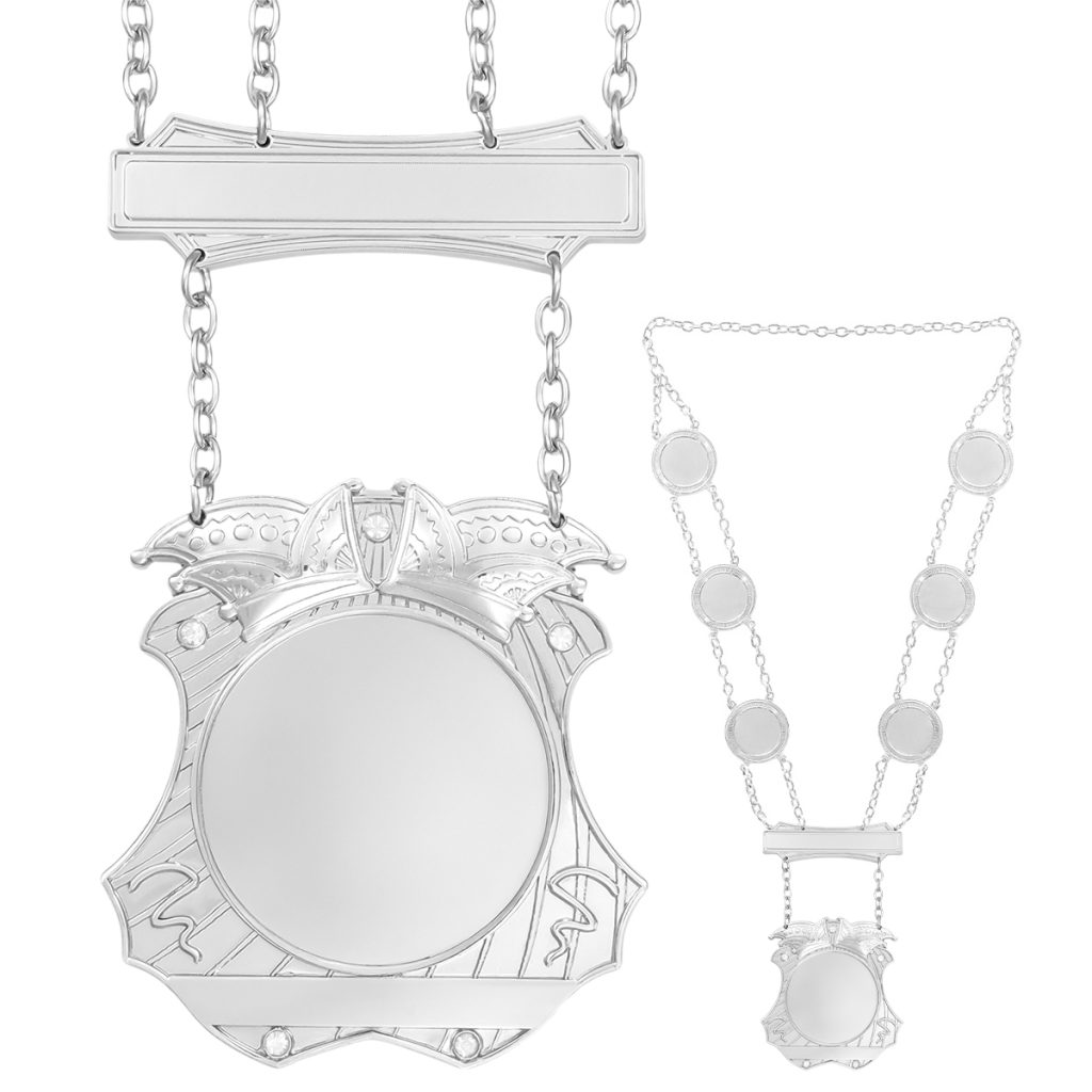 Prinsenketting B in zilverglanzende uitvoering. Inclusief 6 schakels en gravure balkje. Ruimte voor gravure op twee plaatsen. Voorzien van full colour afslag.